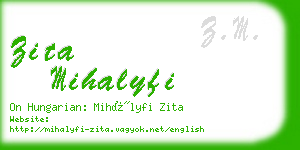 zita mihalyfi business card